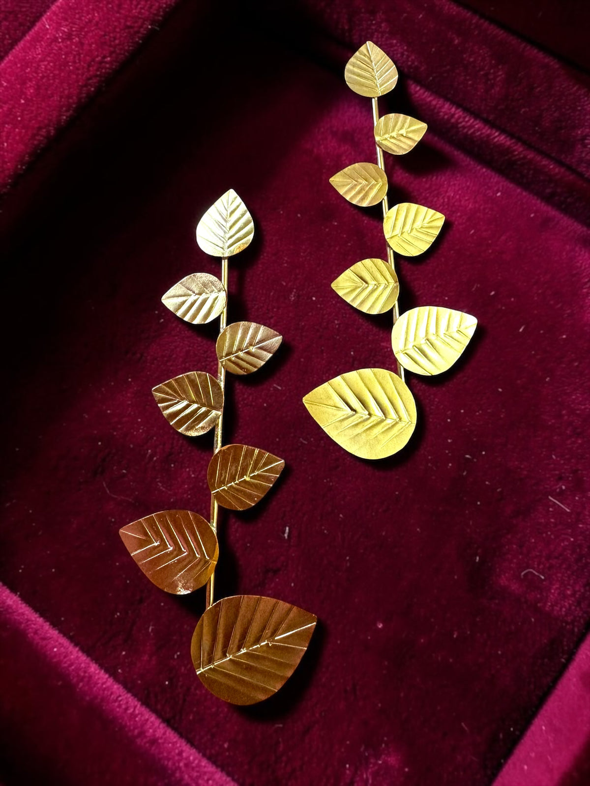 Leafy Affair Brass Statement Dangler Earrings