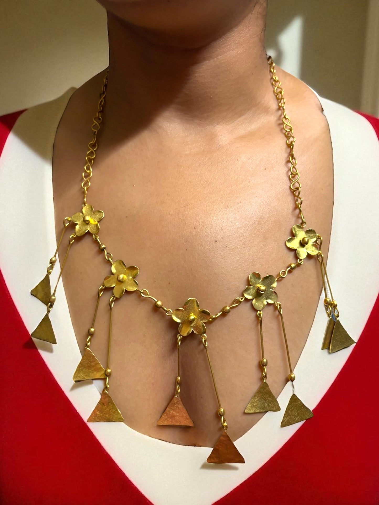 Flower Chandmala Brass Statement Necklace