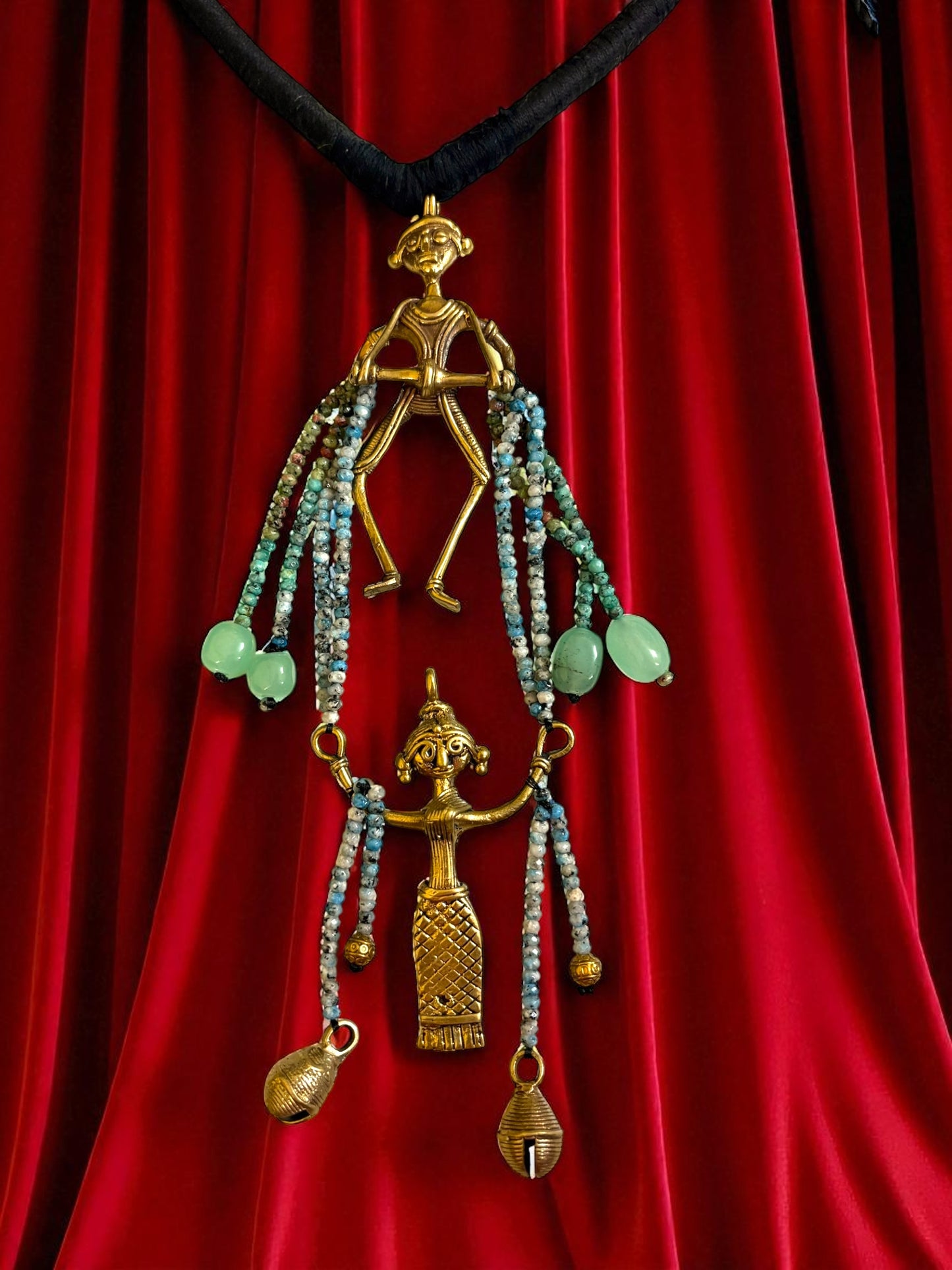 Dhamsa Dance Dokra Crystal Brass Necklace