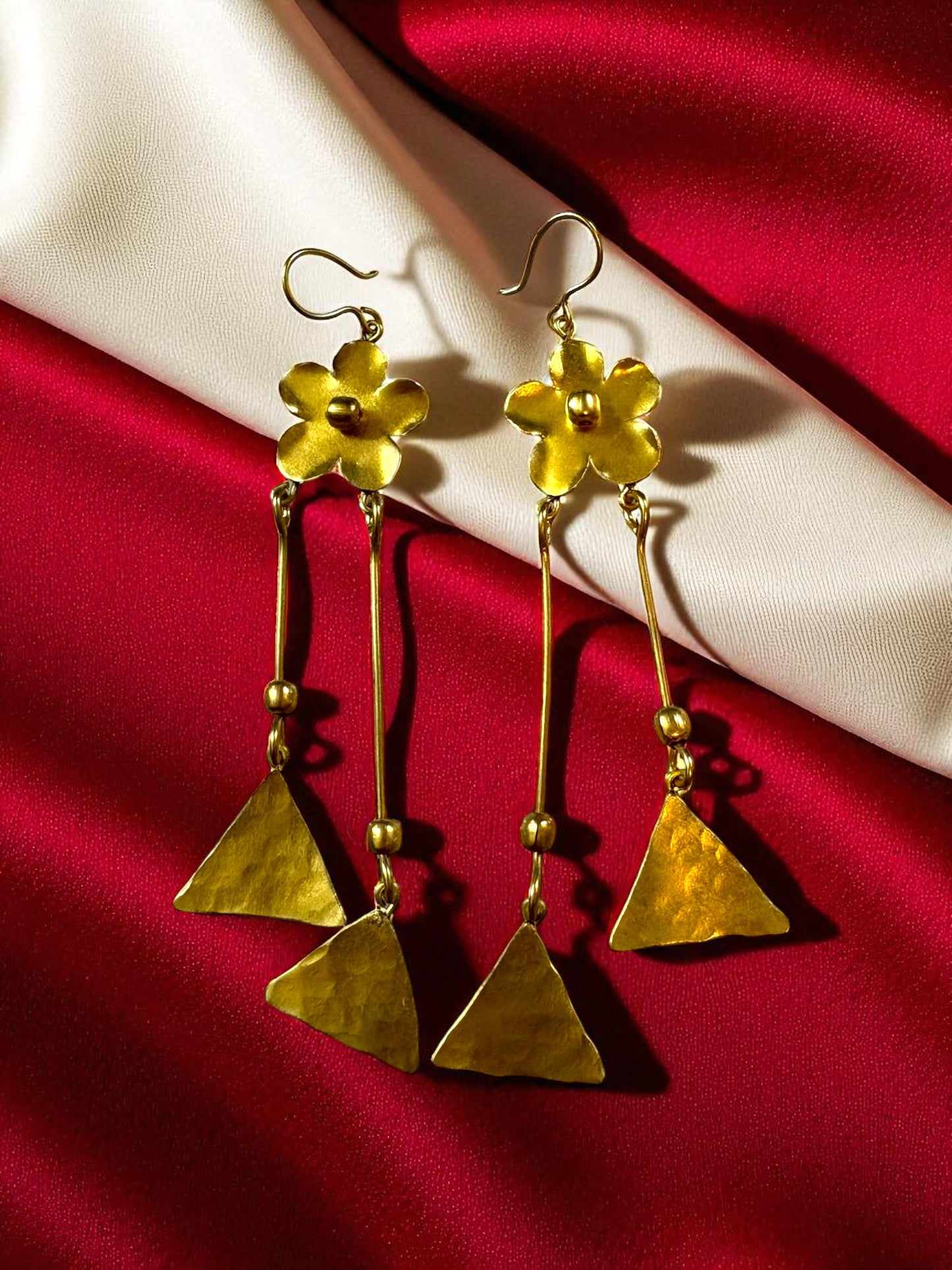 Flower Chandmala Brass Dangler Earrings