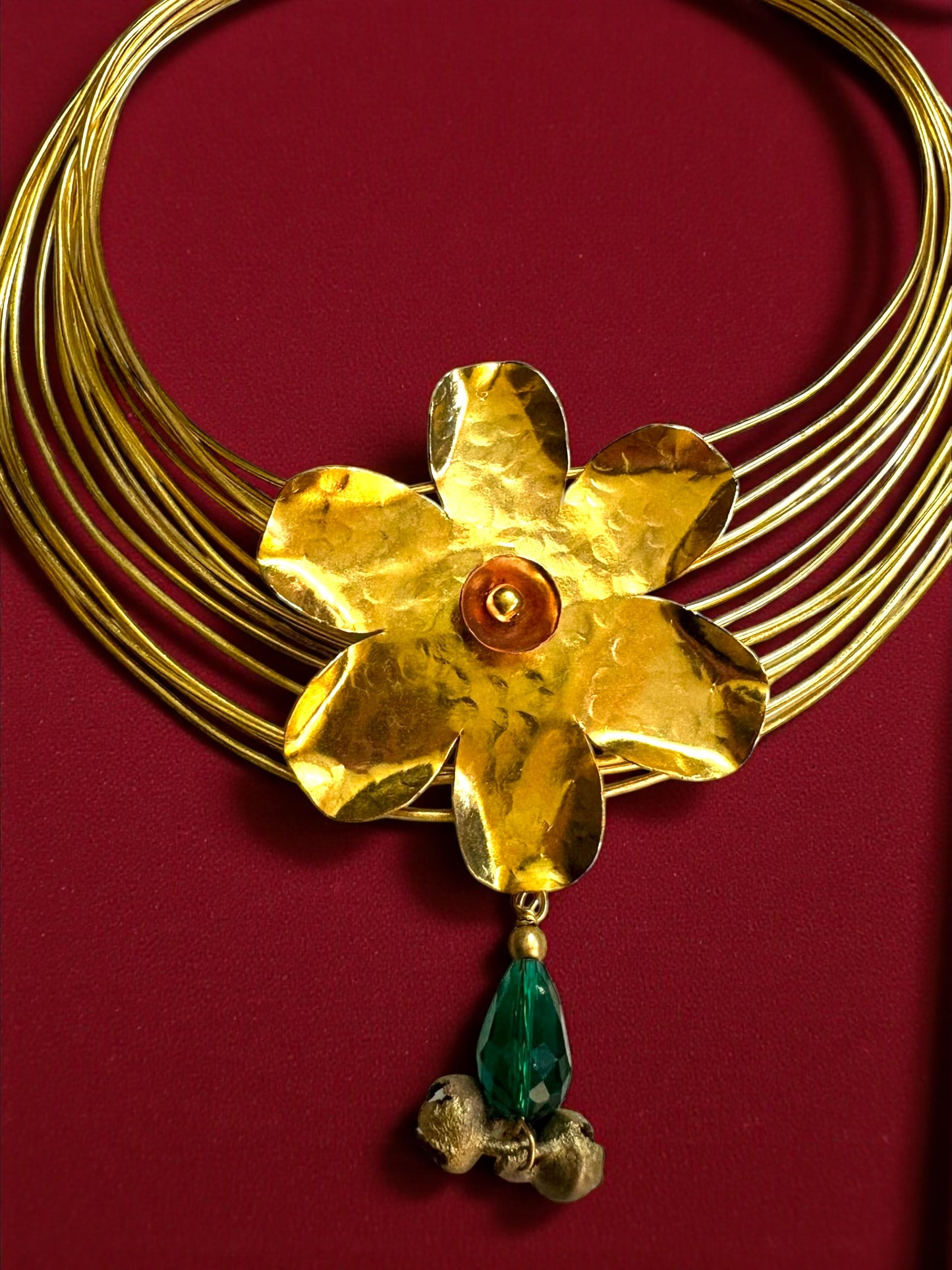 Floriana Brass and Crystal Statement Necklace