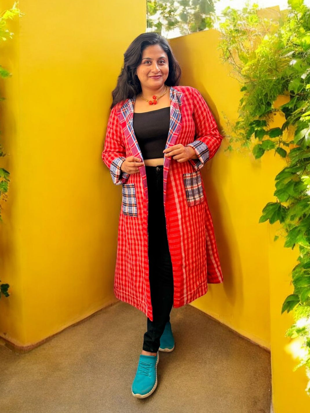 glamchha-reversible-cotton-long-jacket-red-blue