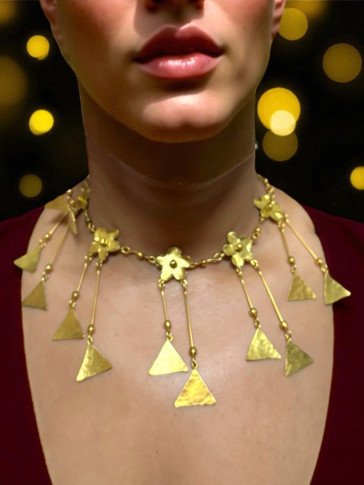 Flower Chandmala Brass Statement Necklace