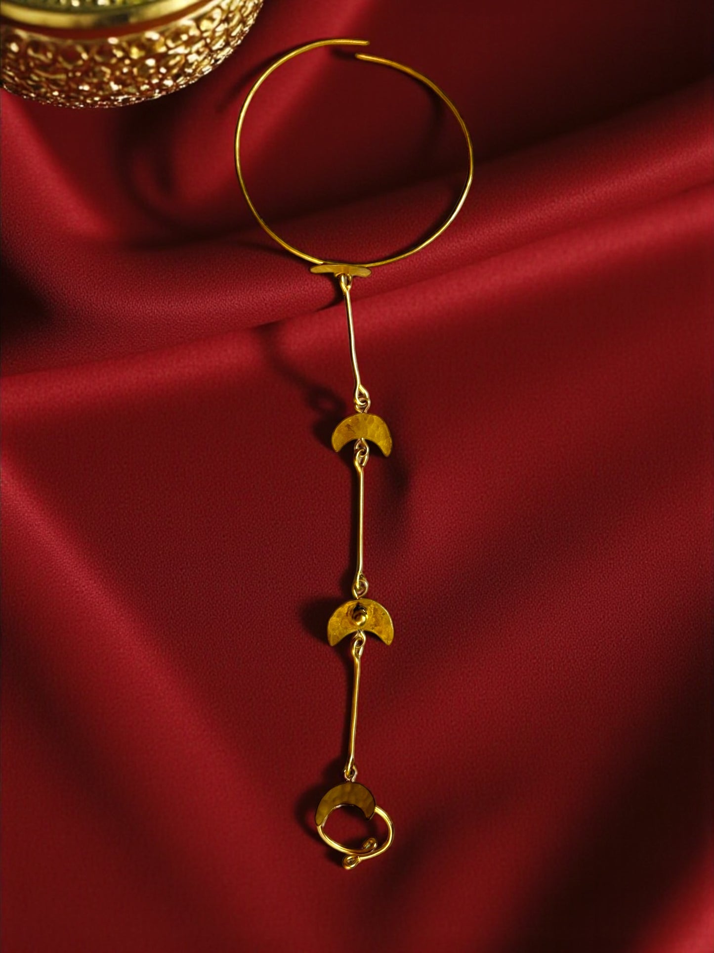 Minimalist Moon Chandni Brass Hand Harness Bracelet