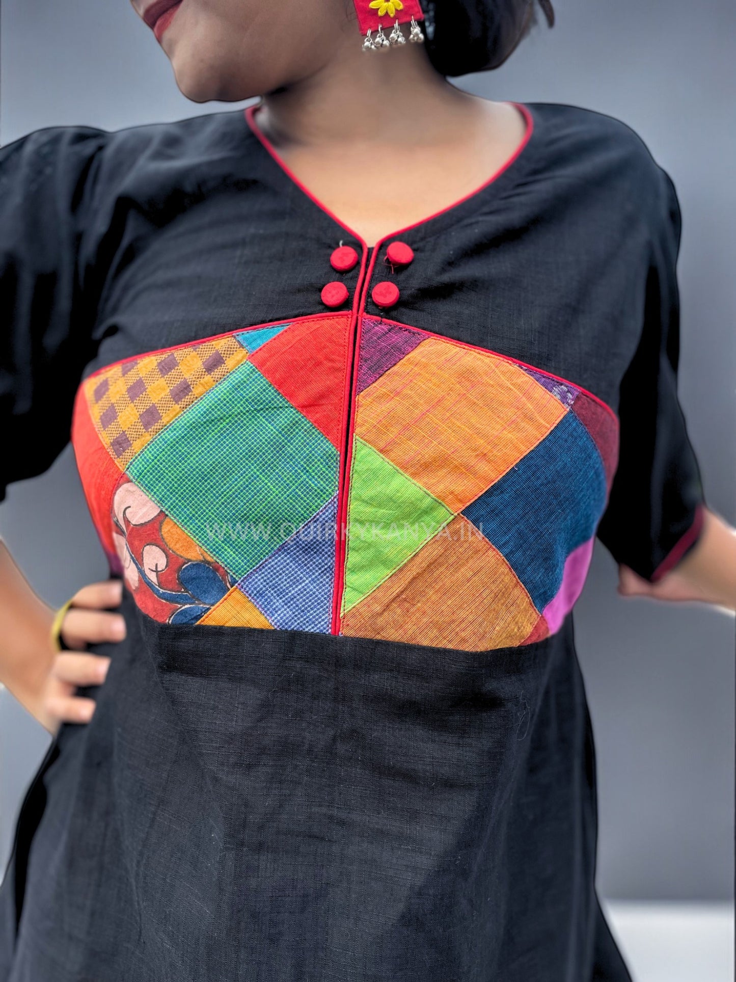 Moner Manush Patchwork Cotton A-line Dress