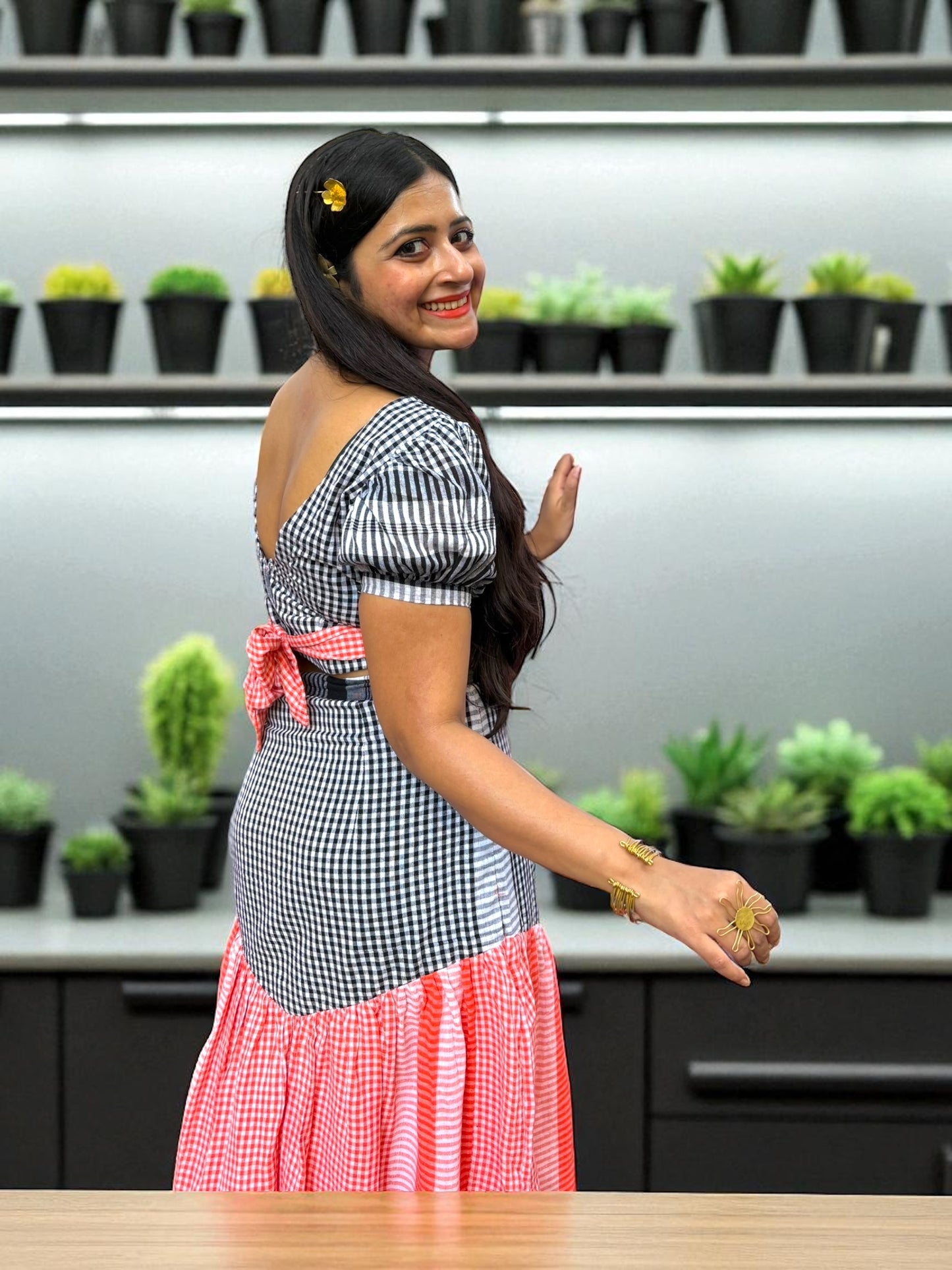 Sabrina Gamchha Cotton Top & Skirt Coord Set
