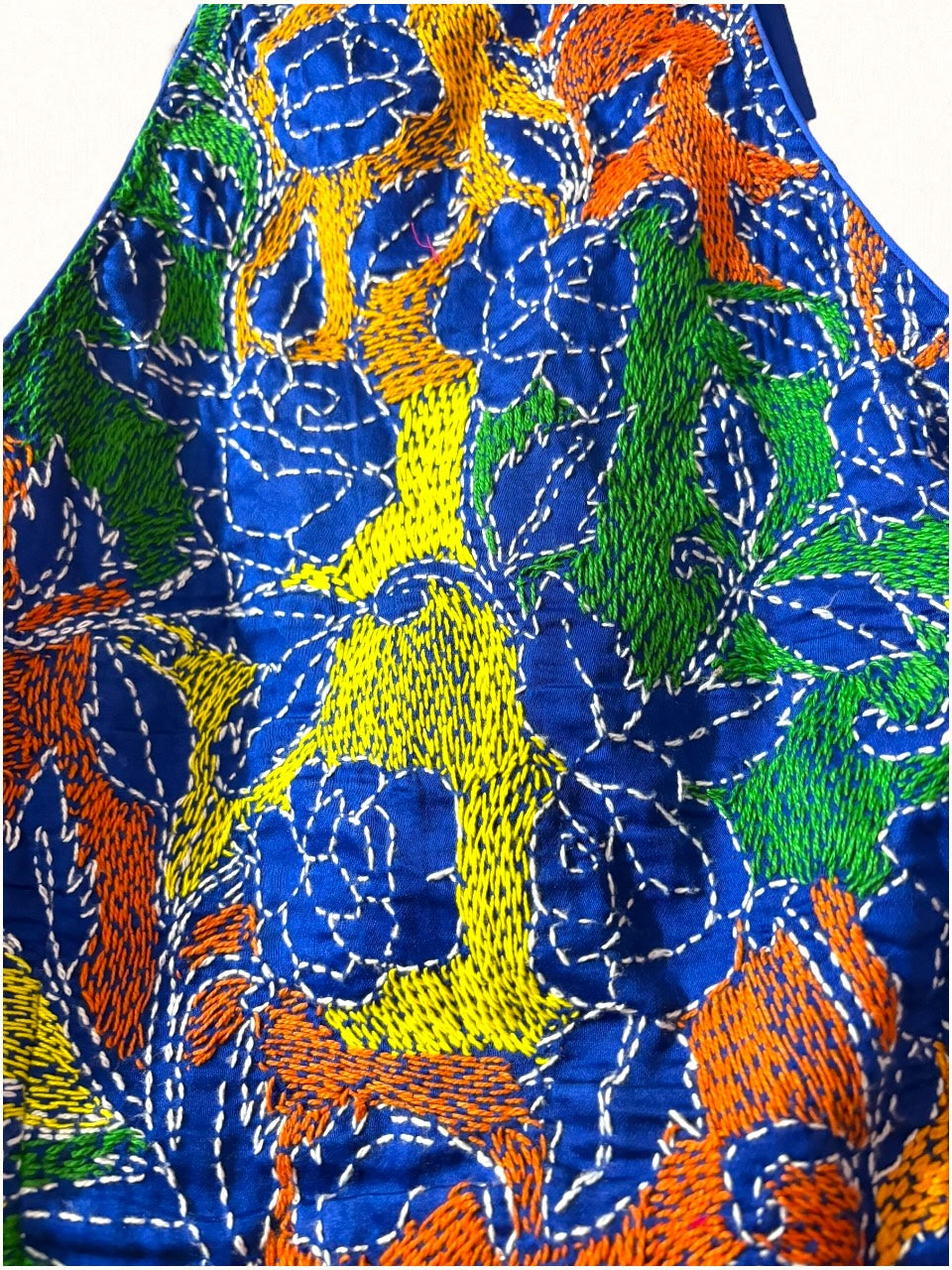 Kanthamrita Kantha-embroidered Halter-cut Cotton Padded Blouse