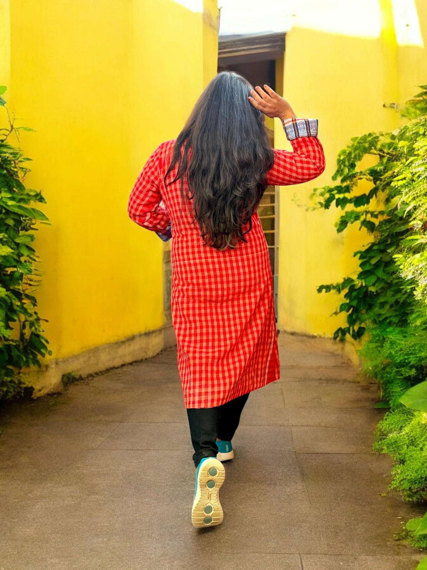 glamchha-reversible-cotton-long-jacket-red-blue