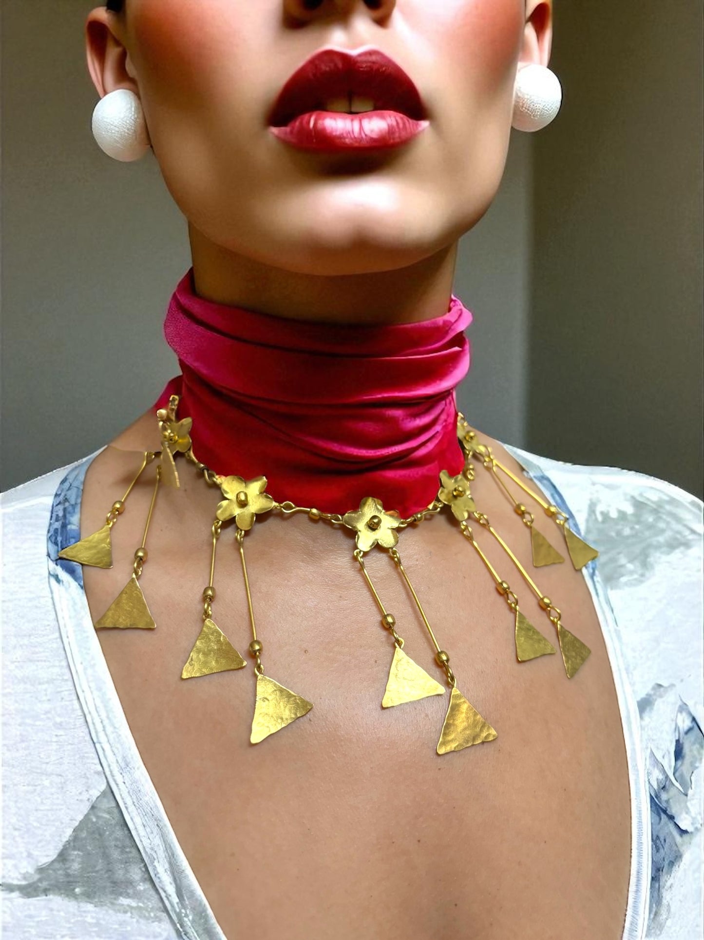 Flower Chandmala Brass Statement Necklace