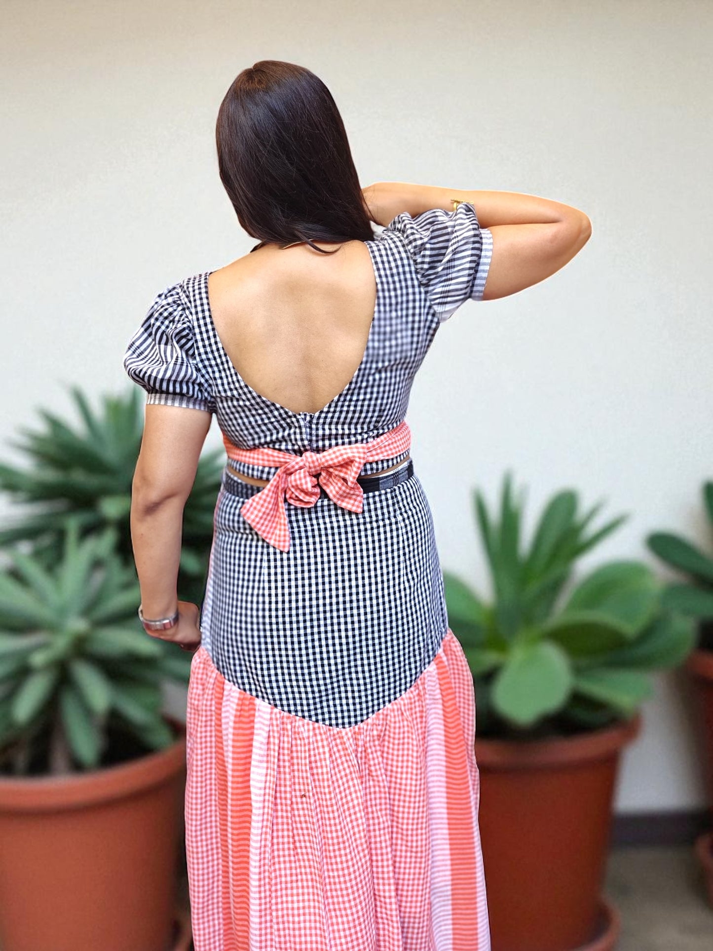 Sabrina Gamchha Cotton Top & Skirt Coord Set