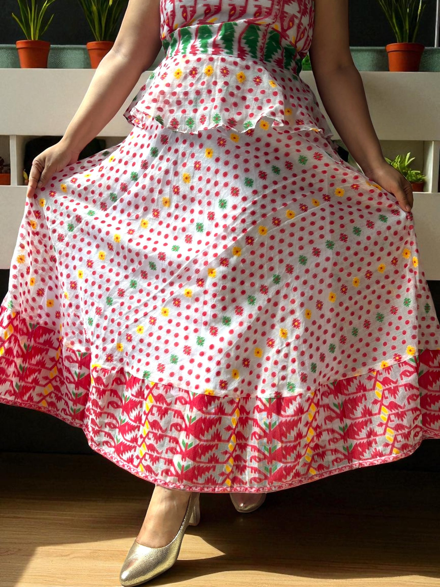 Jocelyn Jamdani Peplum Top & Skirt Coord Set