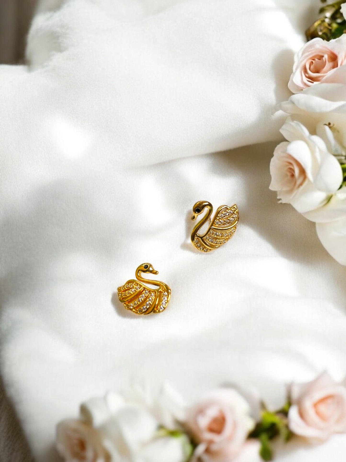 White Swan AD Stone Ear Studs