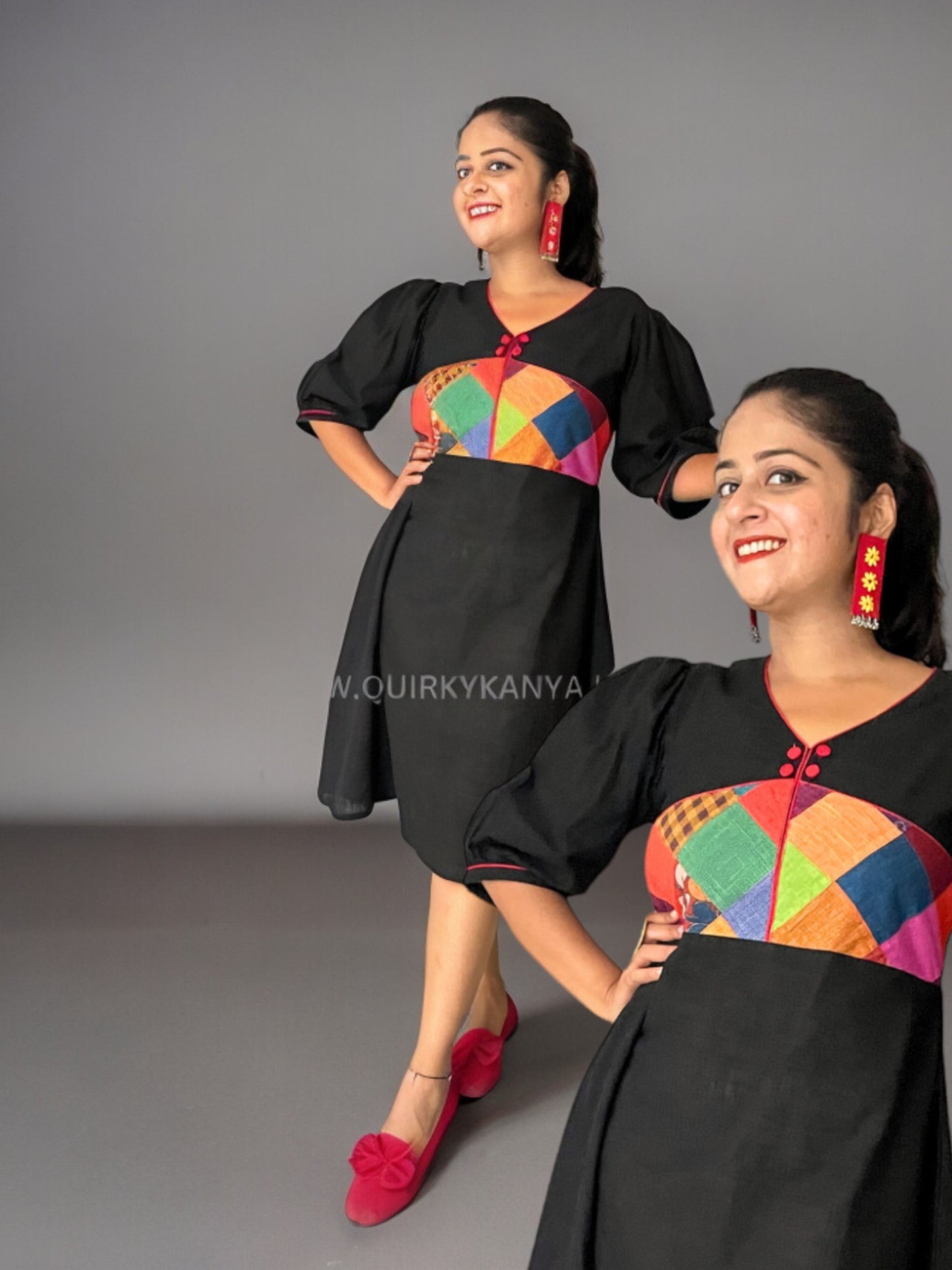 Moner Manush Patchwork Cotton A-line Dress