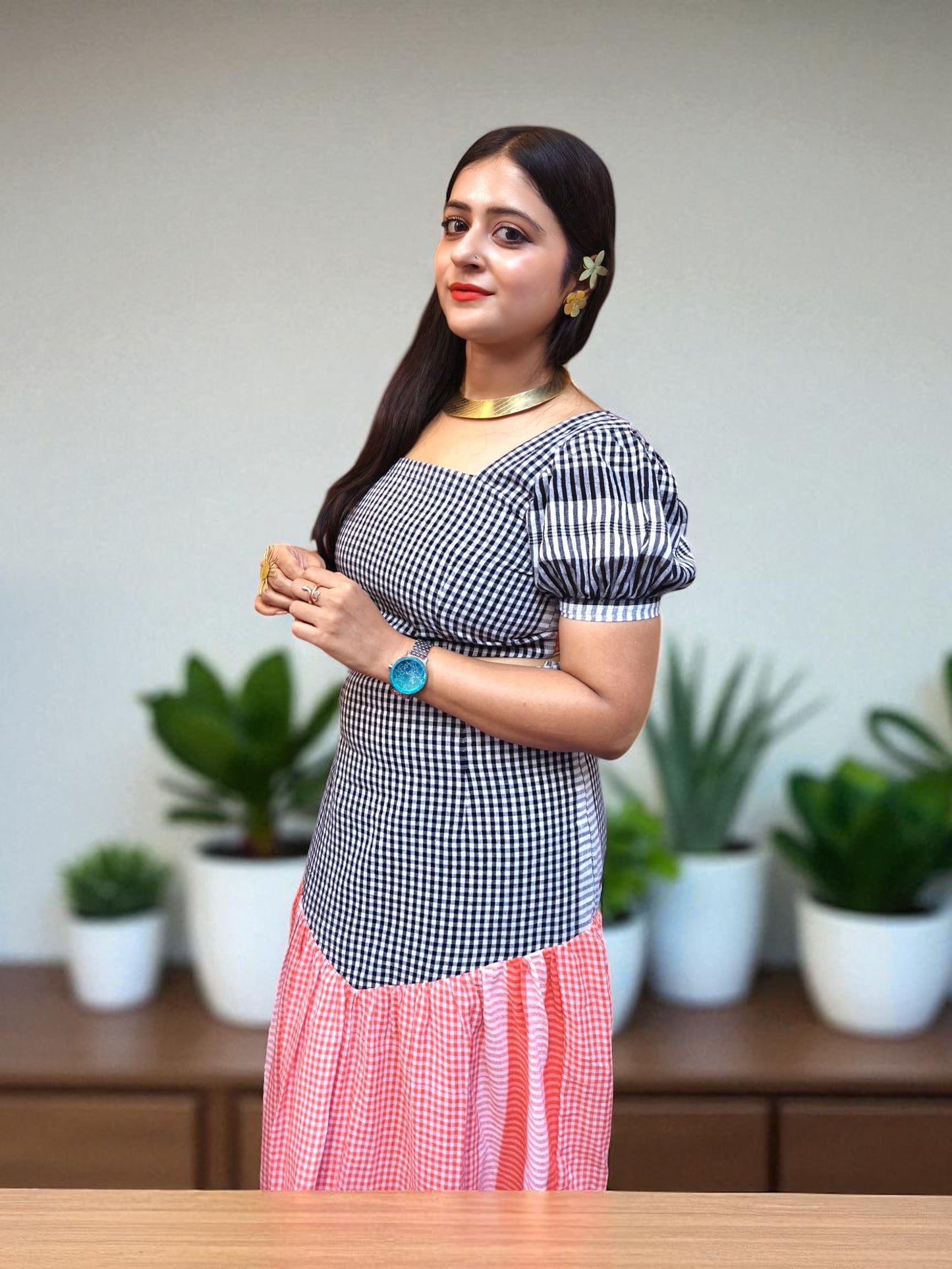 Sabrina Gamchha Cotton Top & Skirt Coord Set