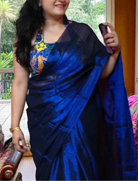 Neelam Cotton Tissue Saree - Royal Blue
