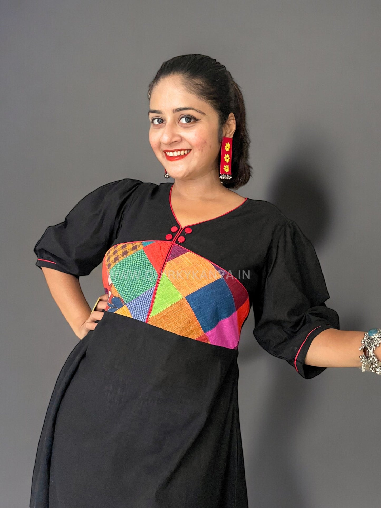 Moner Manush Patchwork Cotton A-line Dress