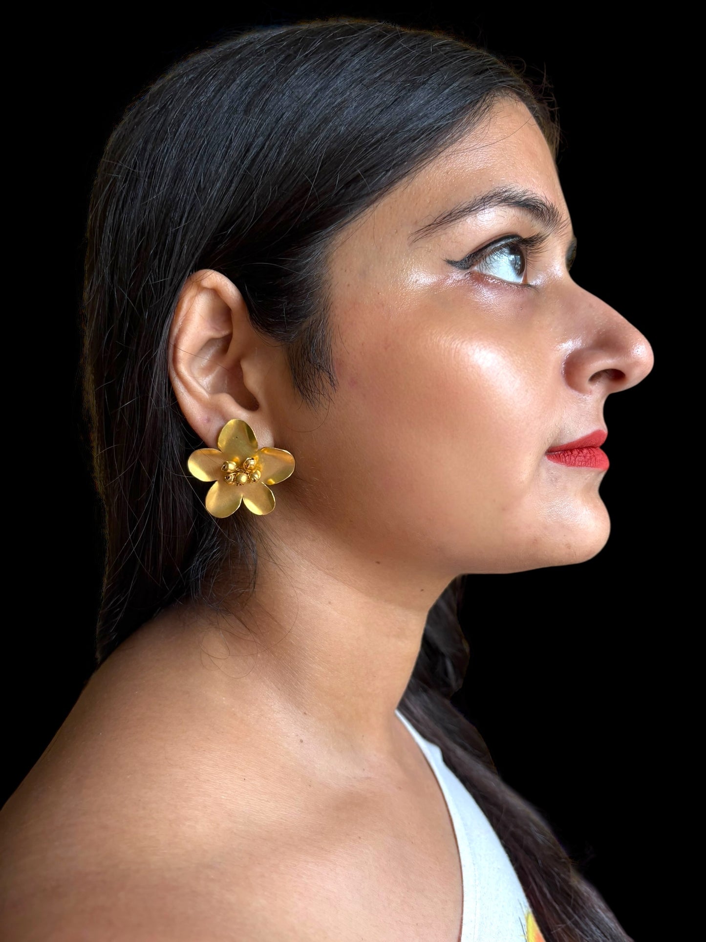 Ghungru Flower Brass Stud Earrings