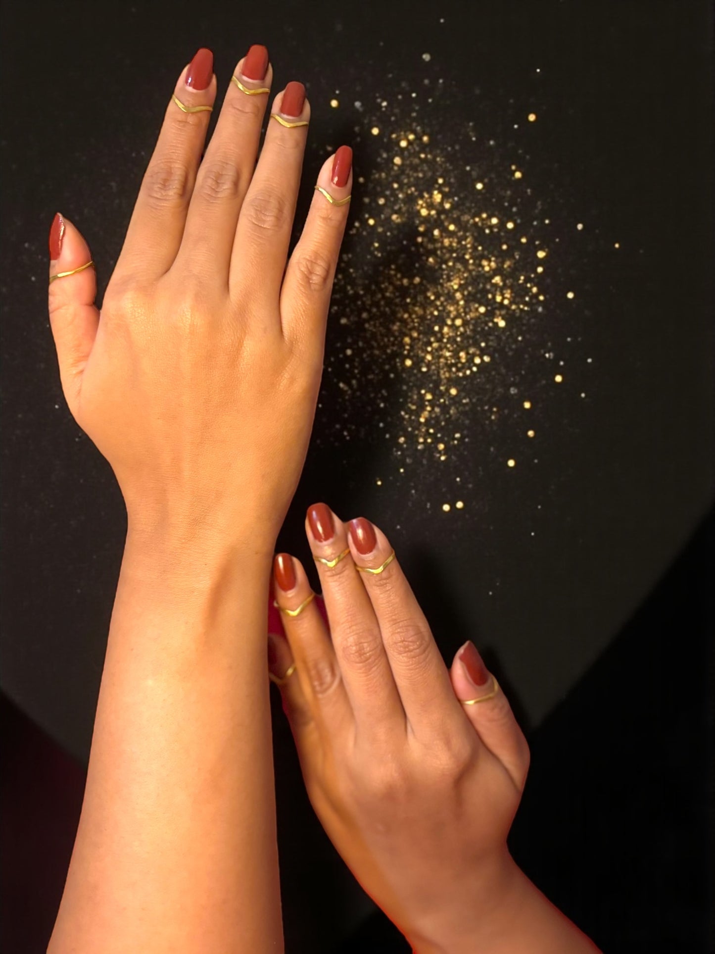 Minimalist V Brass Nail Ring Set ( Set of 10)