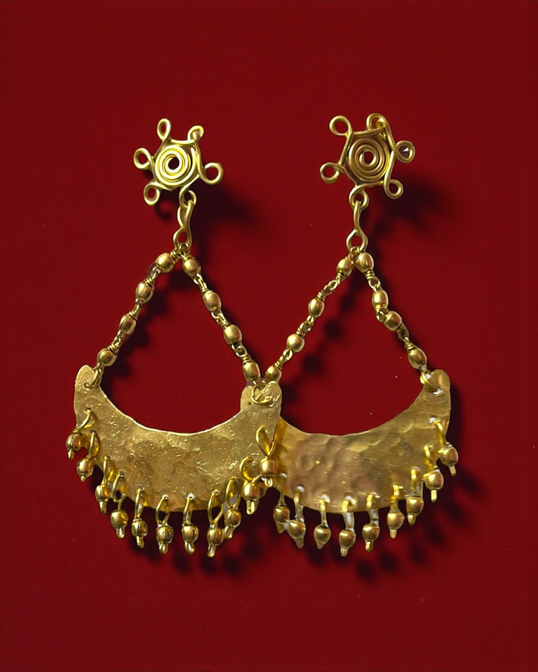 Prathama Chandni Moon Brass Statement Dangler Earrings