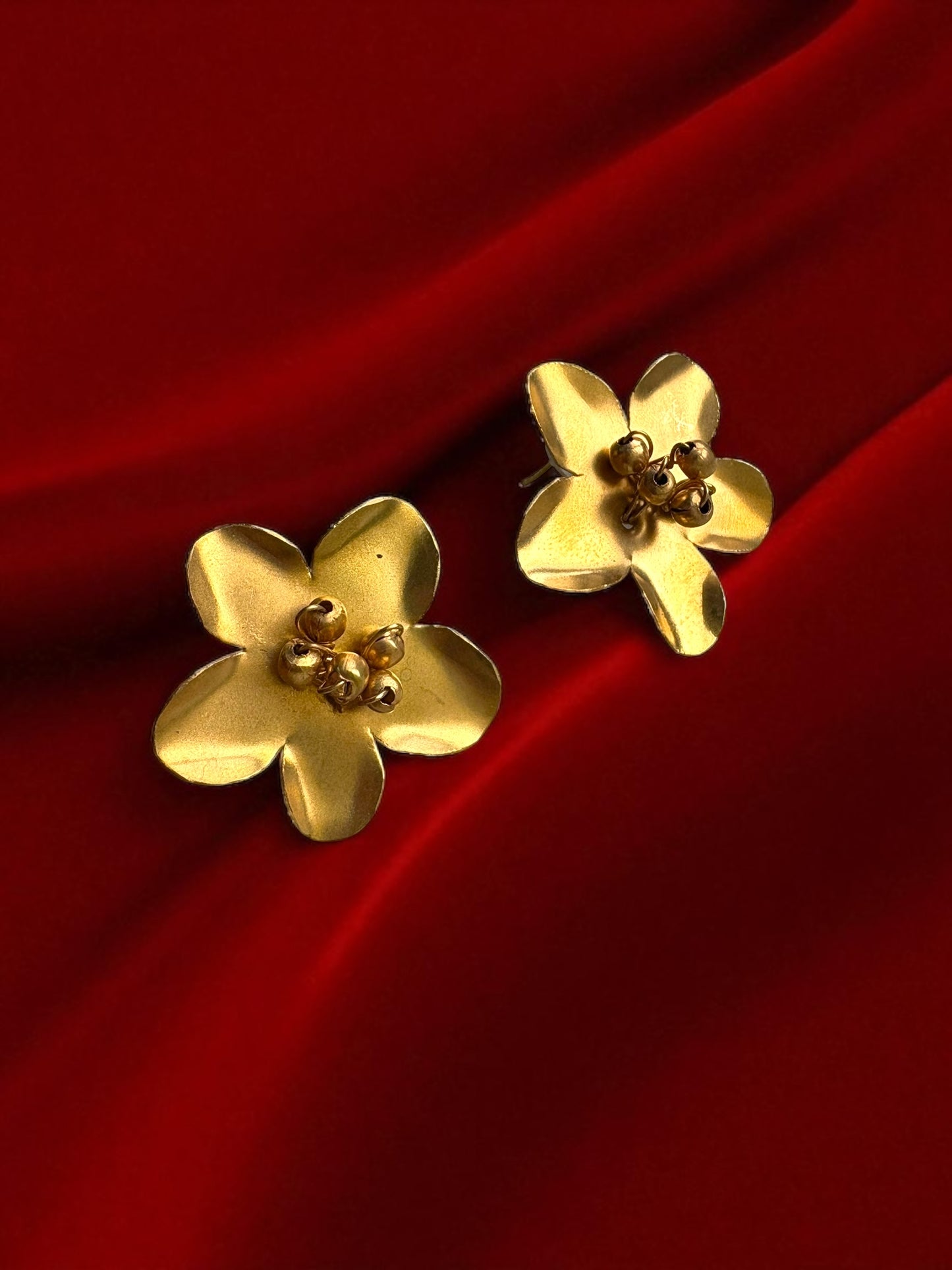 Ghungru Flower Brass Stud Earrings