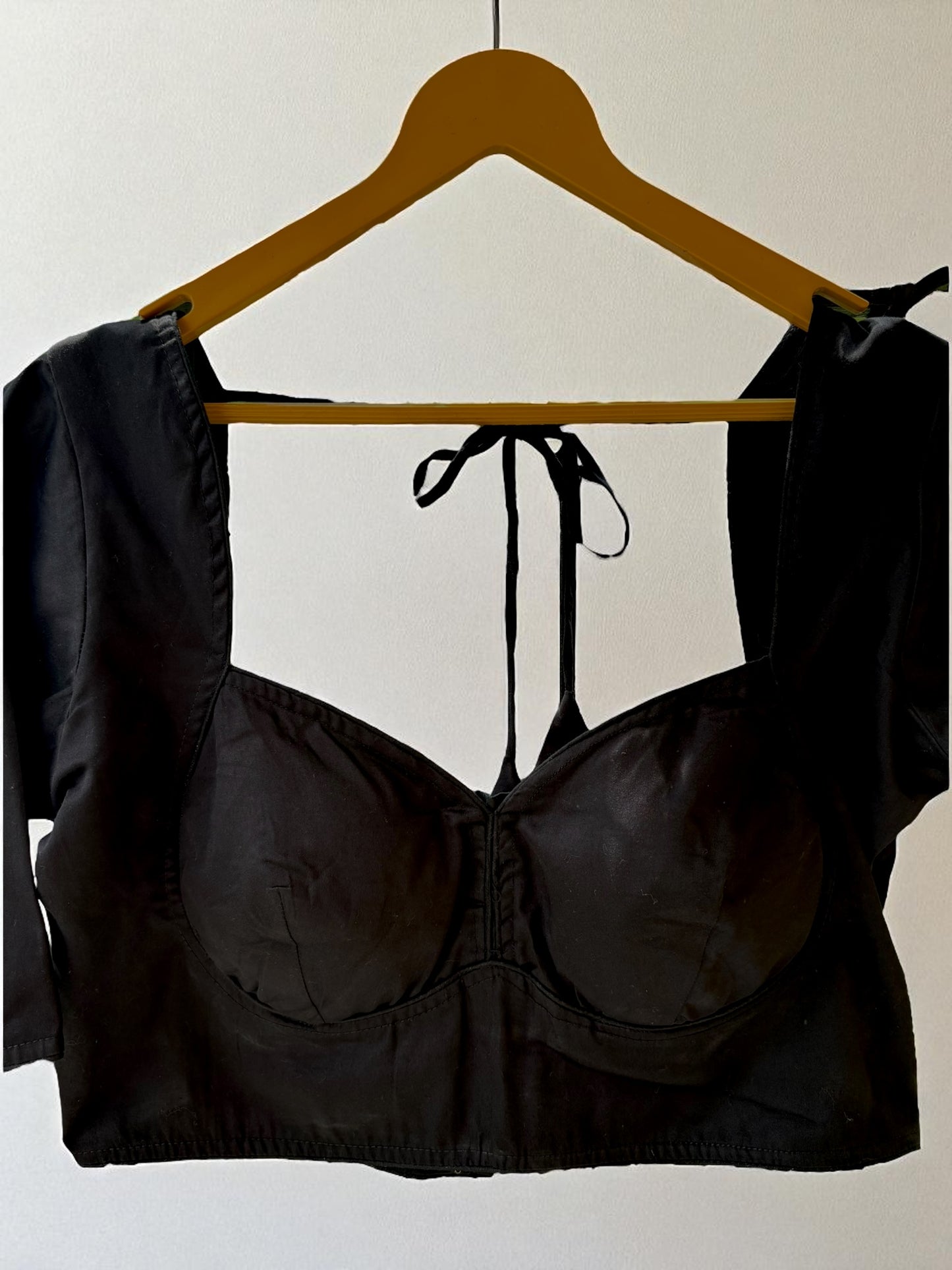 Raatri 3/4 Sleeves Cotton Blouse - Black