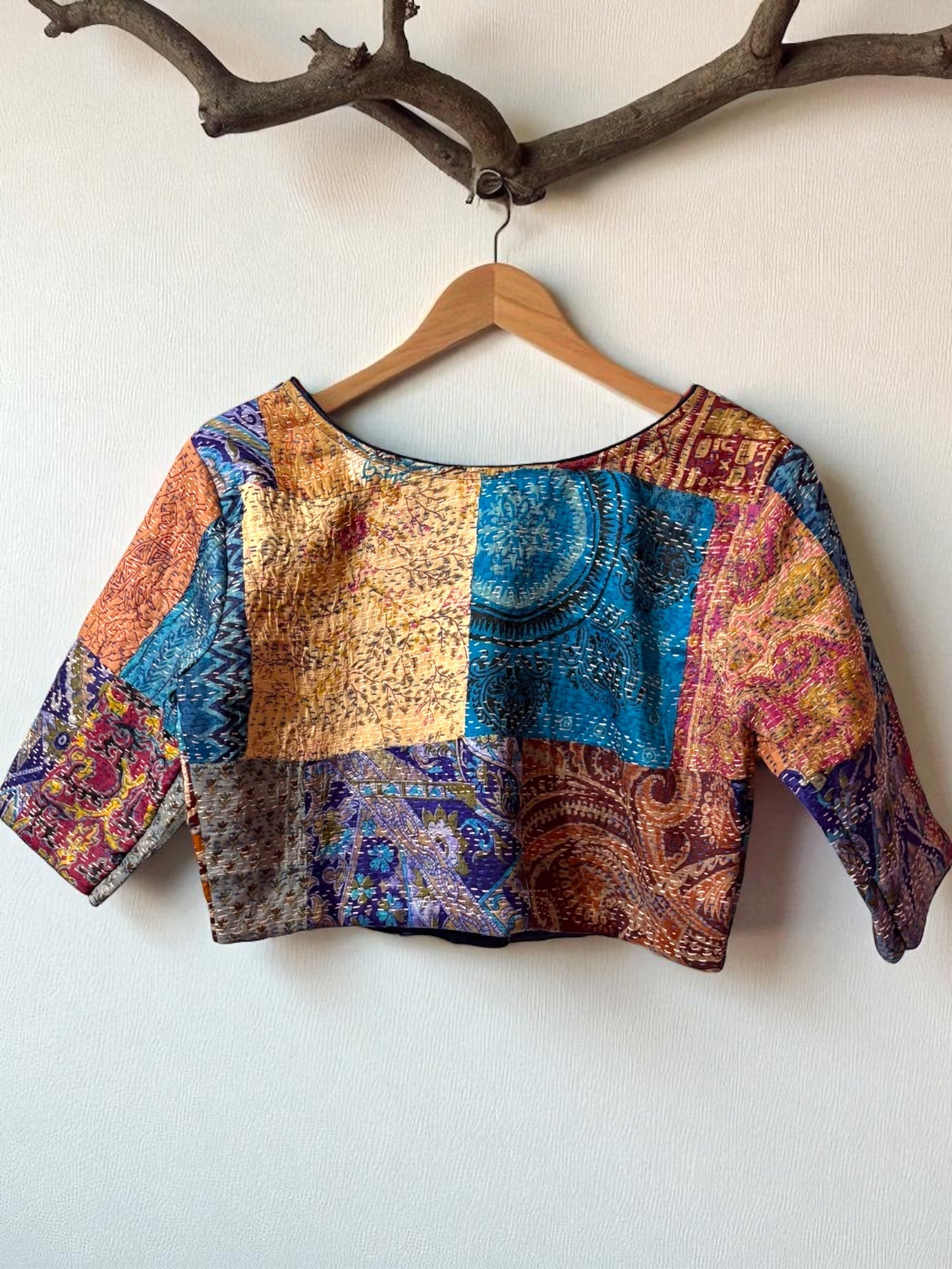 Kantha Patchwork Glass Sleeves Blouse