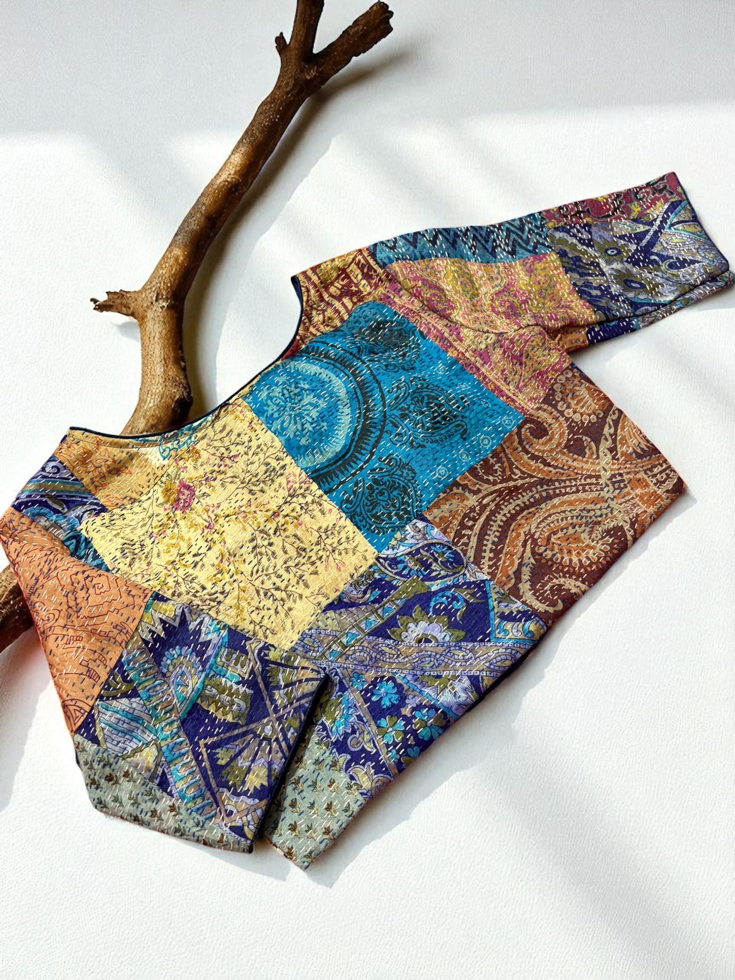 Kantha Patchwork Glass Sleeves Blouse