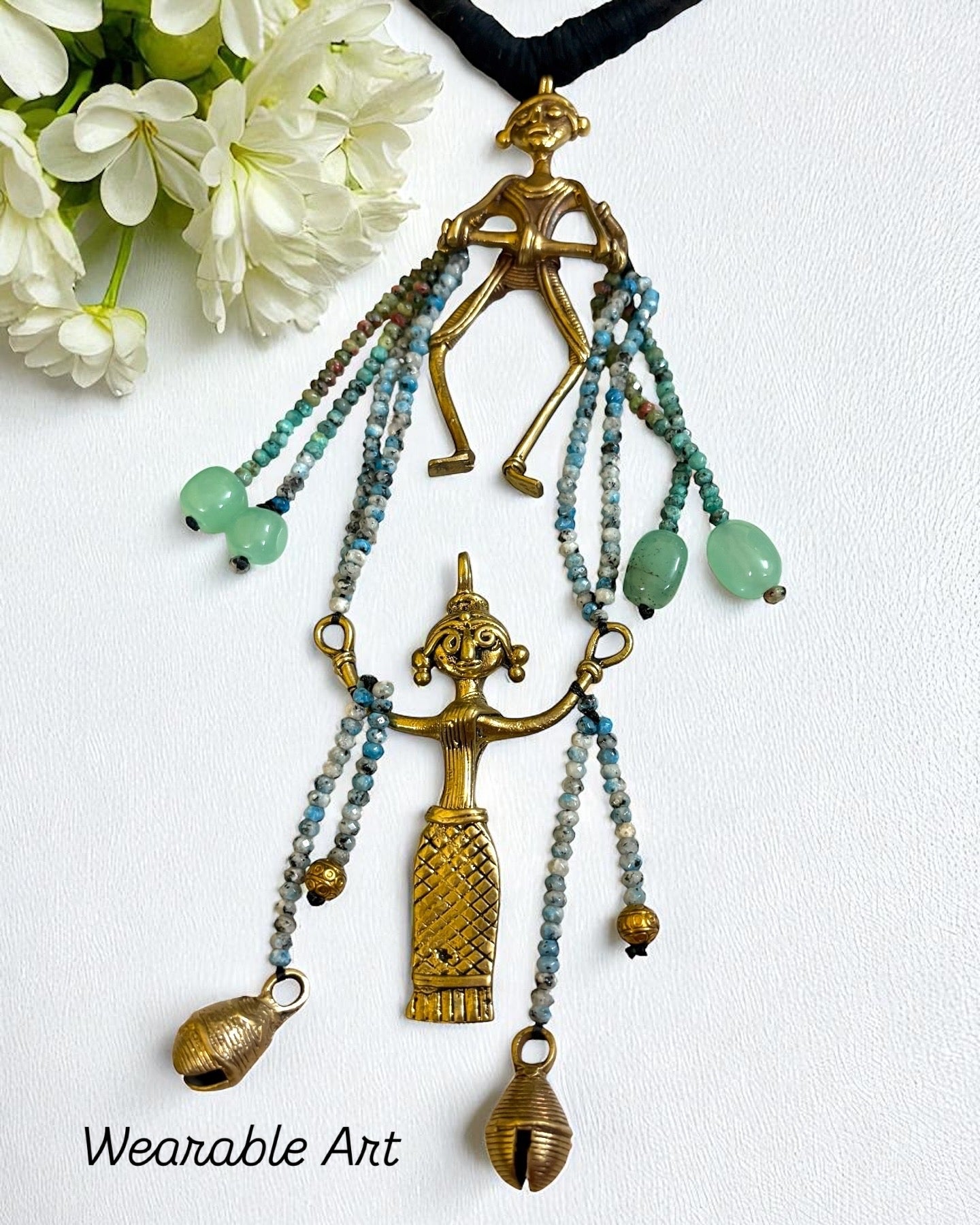 Dhamsa Dance Dokra Crystal Brass Necklace