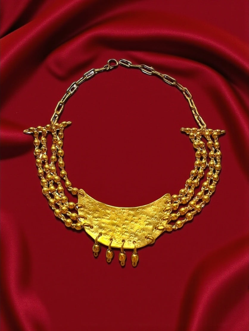 Prathama Chandni Moon Brass Choker Necklace Set (Necklace+ Earrings)