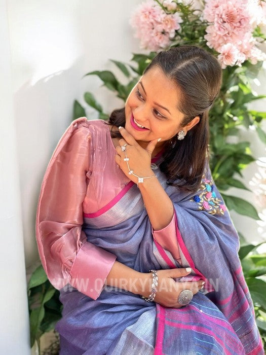 Blush Organza Full Sleeves Blouse - Light Pink