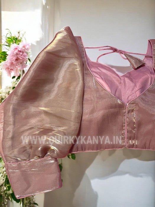 Blush Organza Full Sleeves Blouse - Light Pink