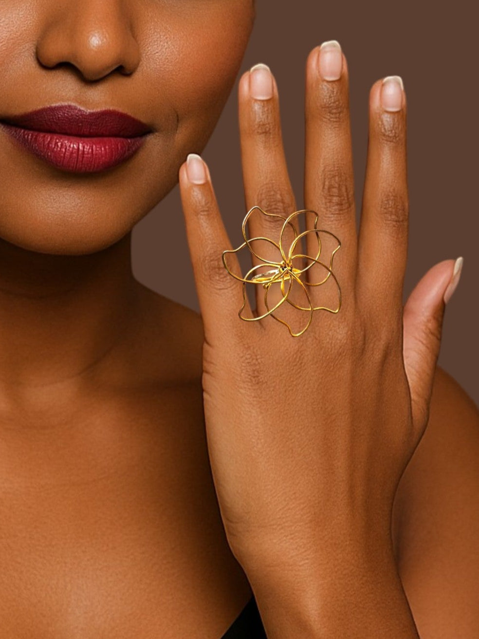 Charki Flower Brass Ring – Quirky Kanya Brass Jewelry FREE