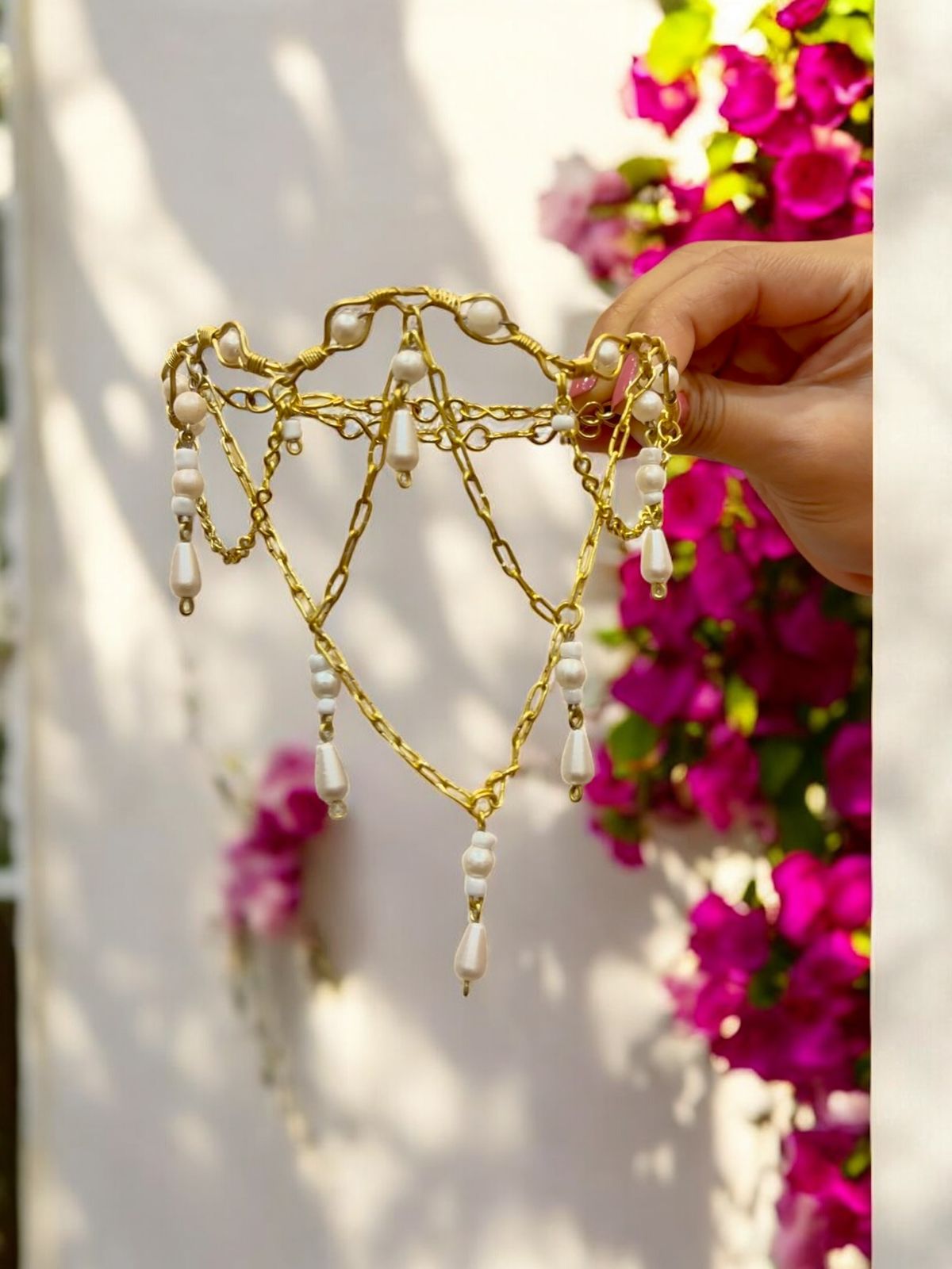 Queen Charlotte Crystal and Brass Choker Necklace - White
