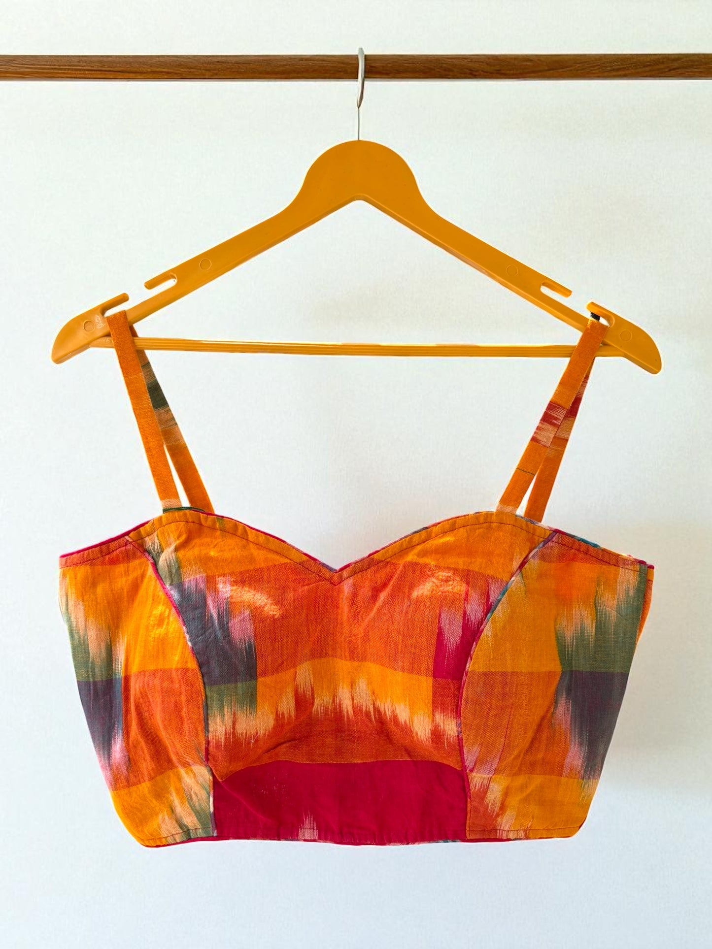 Ikkat Gamcha Strappy Cotton Blouse -Red