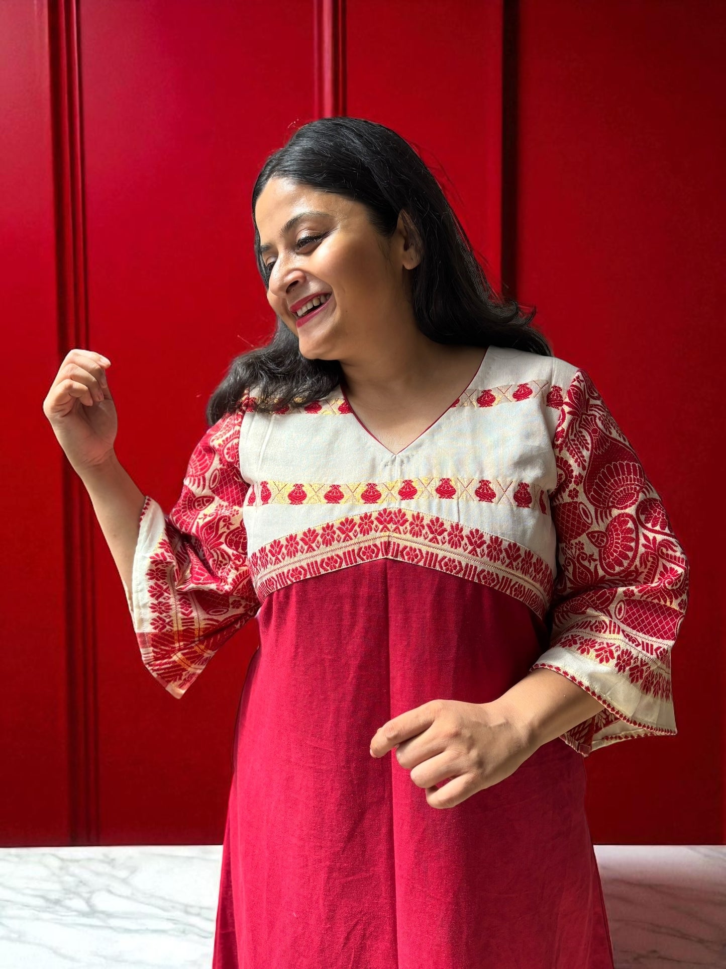 Atiya Assamese Cotton A-line Dress