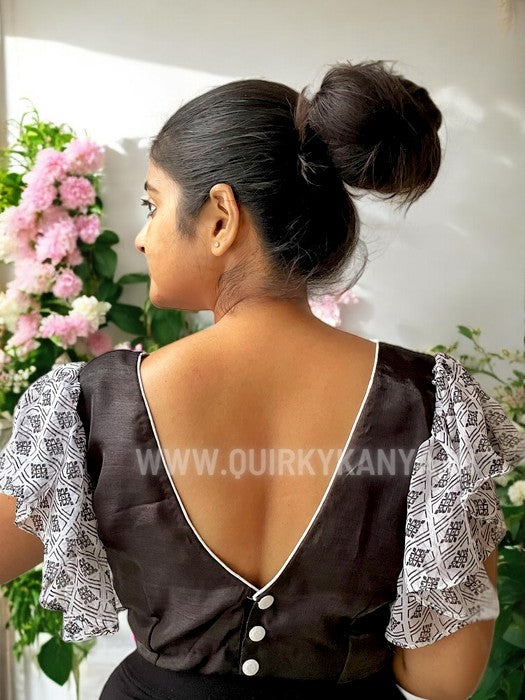 Dark Knight V-cut Blouse - Black