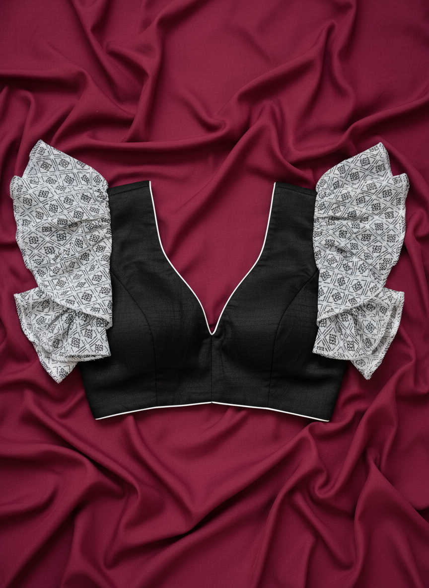 Dark Knight V-cut Blouse - Black