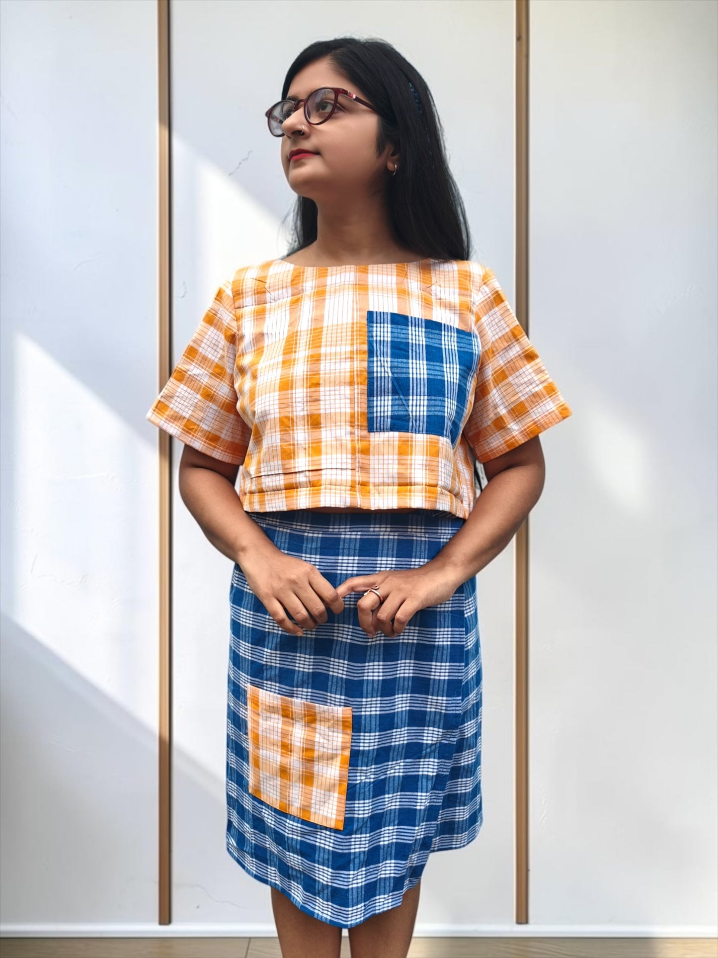 Pookie Yellow & Blue Gamchha Coords Set
