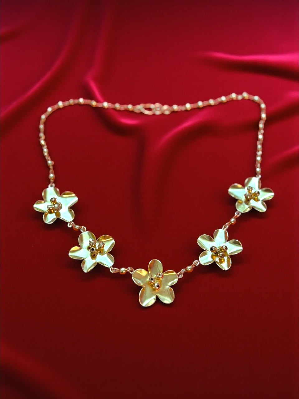 Ghungru Beads Brass Necklace Jewelry Set (Necklace + Stud Earrings)
