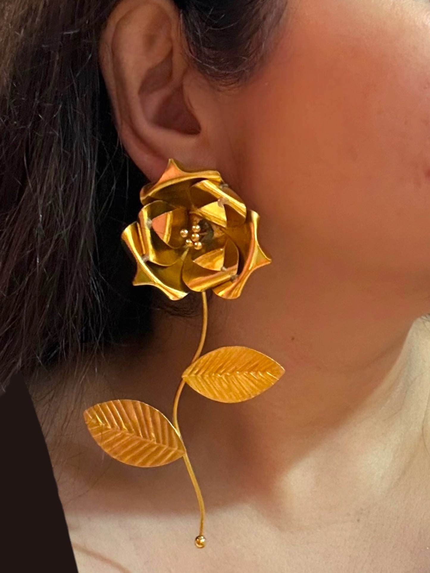 Roselle Brass Dangler Earrings