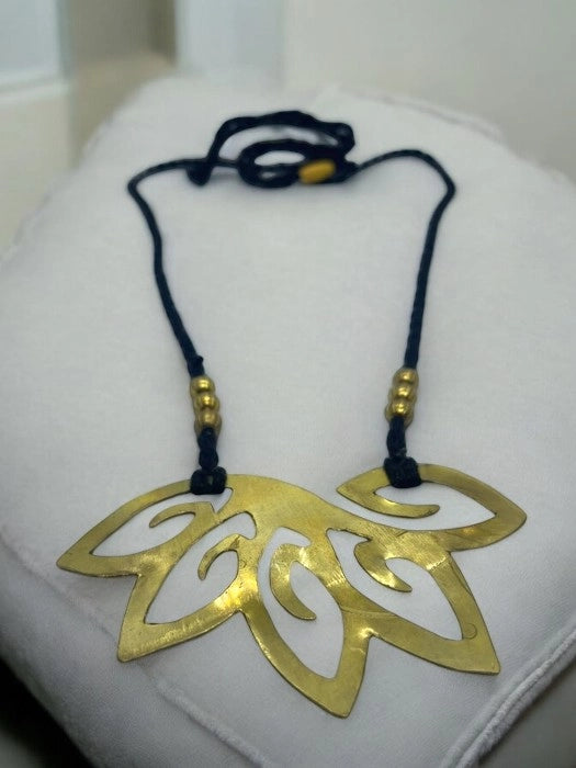 floral-cutout-brass-black-tassel-necklace
