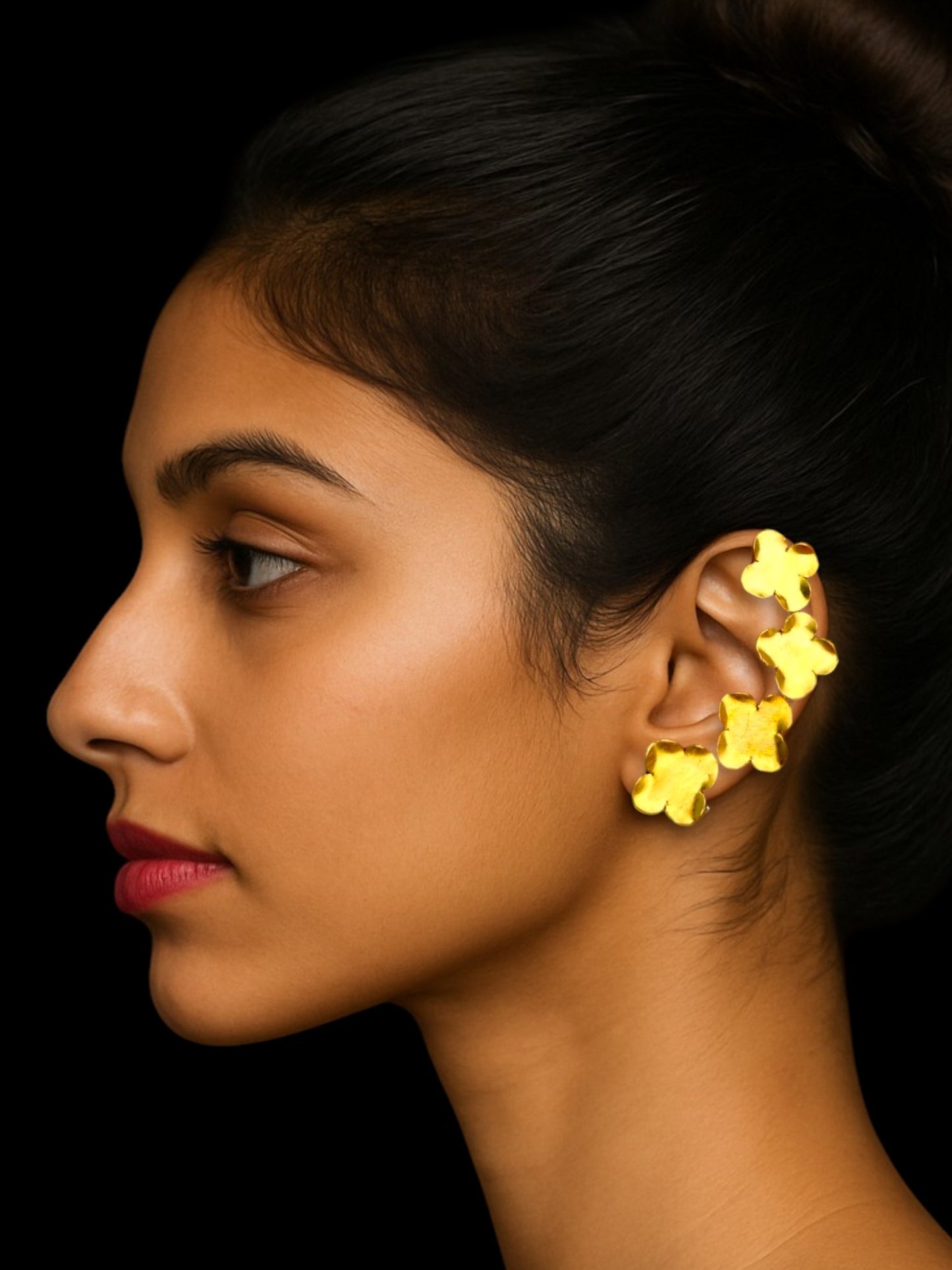 Flower Creeper Brass Earcuff Earrings