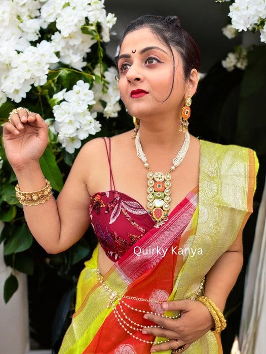 Haseen Khwaab Strappy Sequin Party Blouse - Maroon