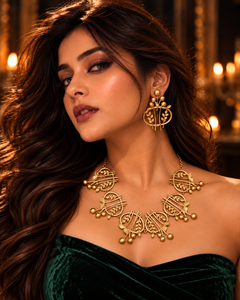 Gulistan Premium Sculptural Brass Necklace Jewelry Set (Necklace, Earrings)