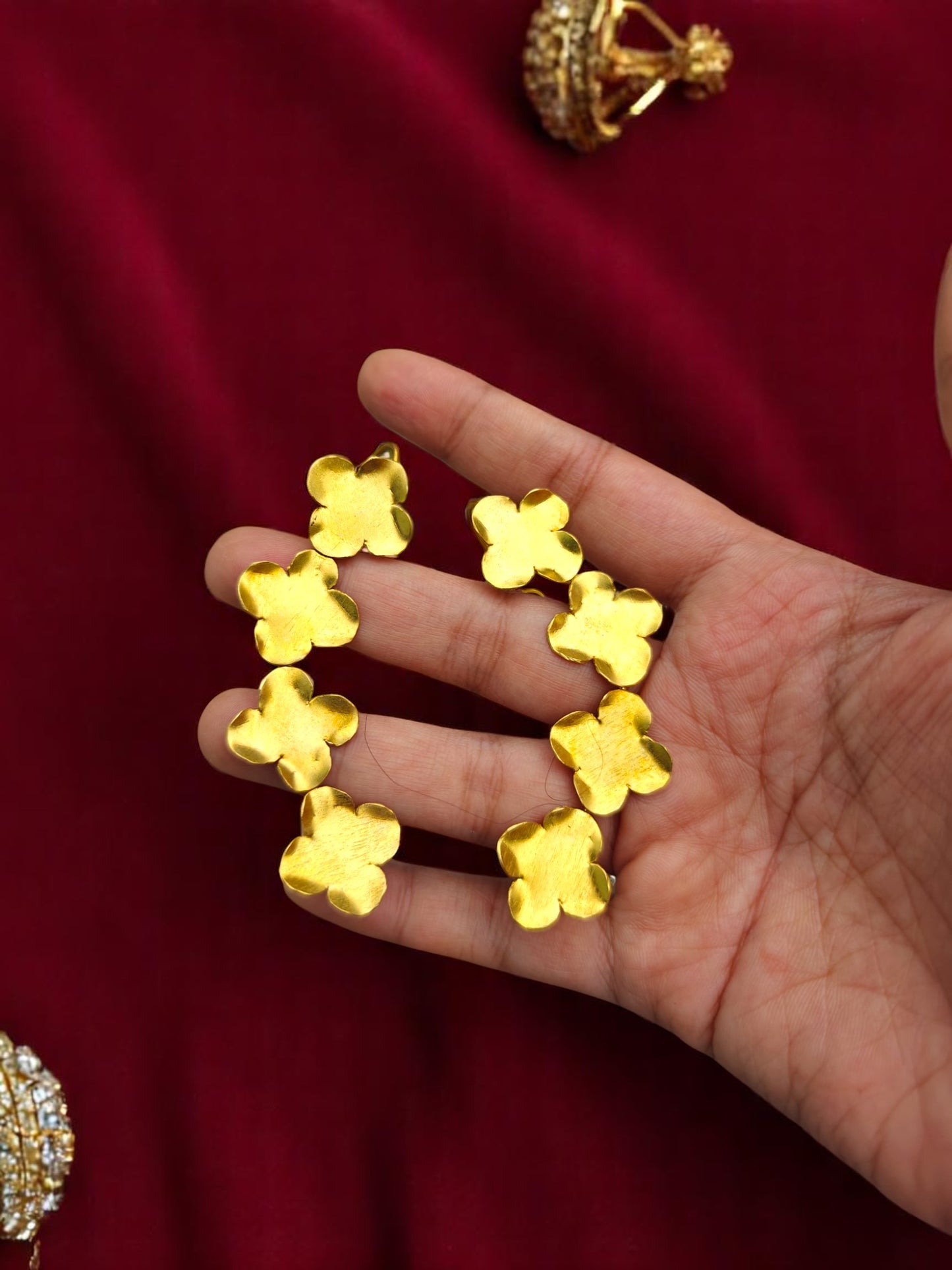 Flower Creeper Brass Earcuff Earrings