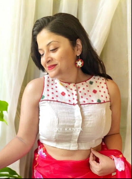 Tanuja Jamdani Blouse - White
