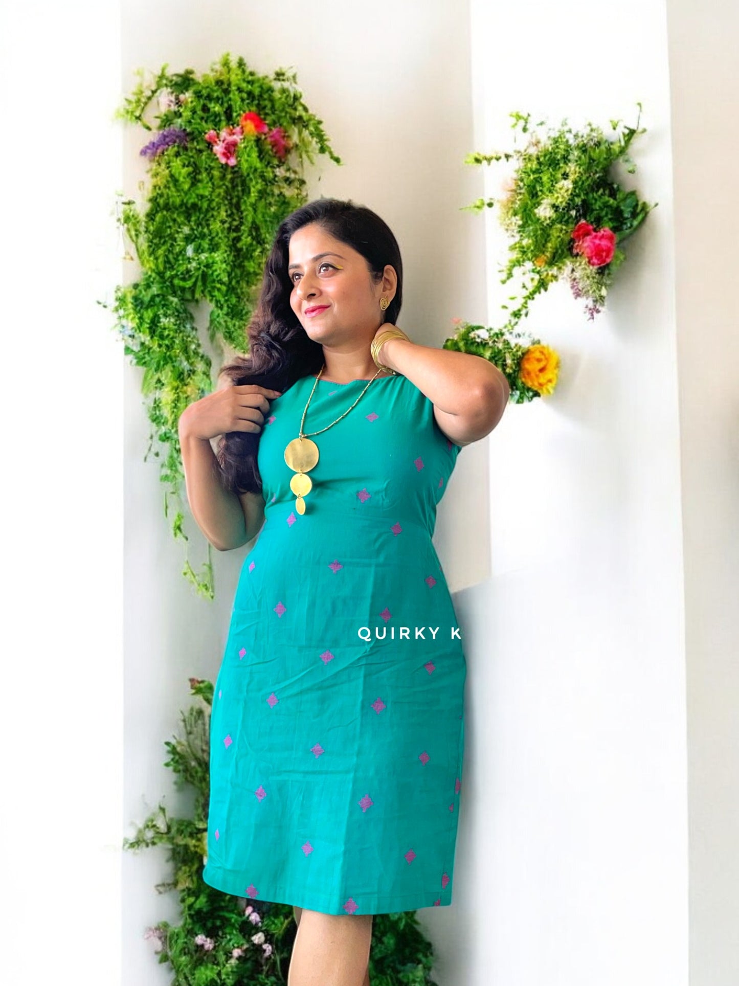 Jade Cutout Back Cotton Sheath Dress