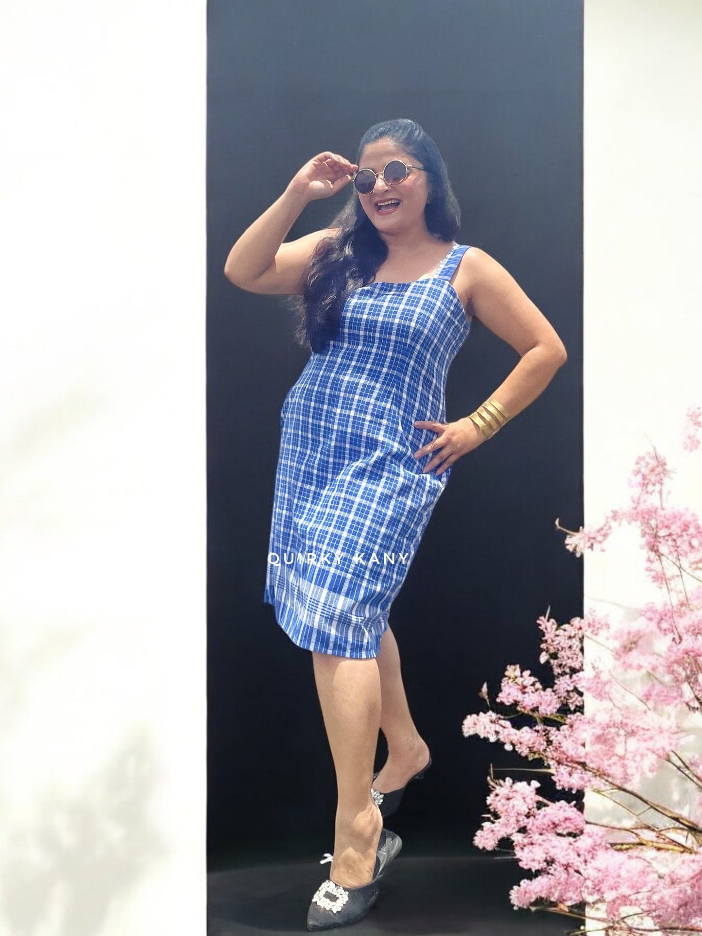 Sawariyaa Gamchha Cotton Sheath Dress - Blue 2