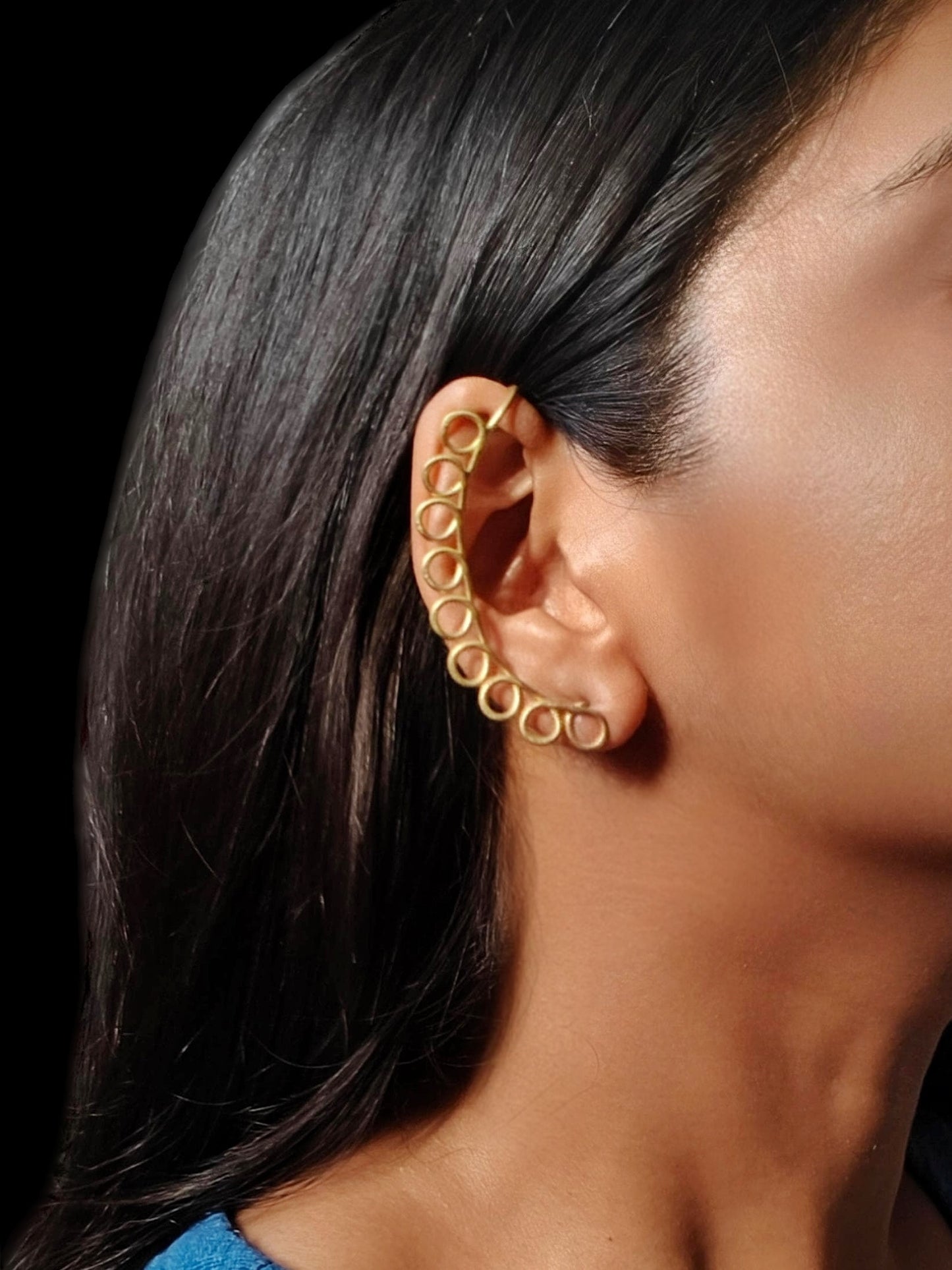 Loopy Ringlets Brass Earcuff Earrings