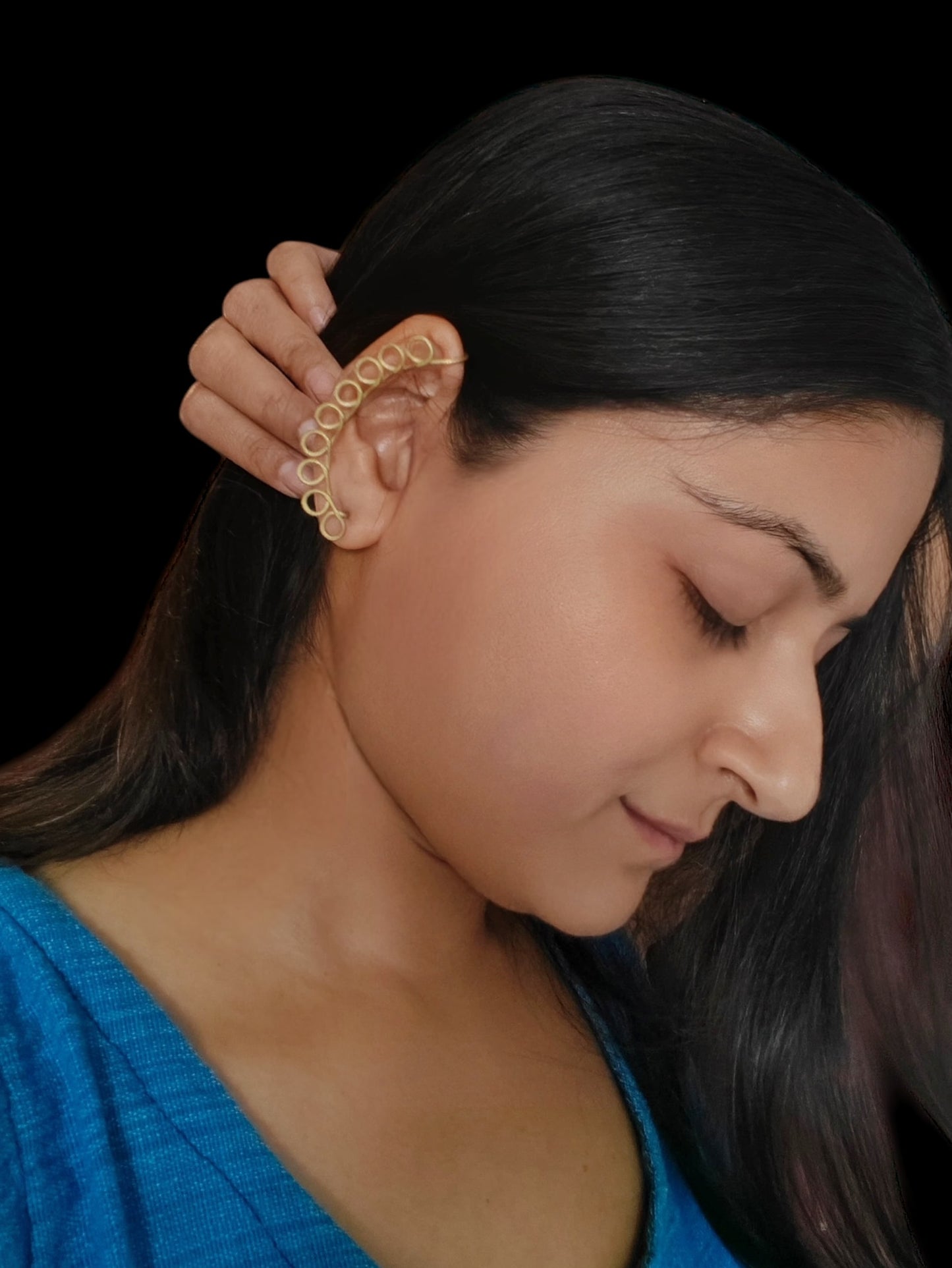 Loopy Ringlets Brass Earcuff Earrings